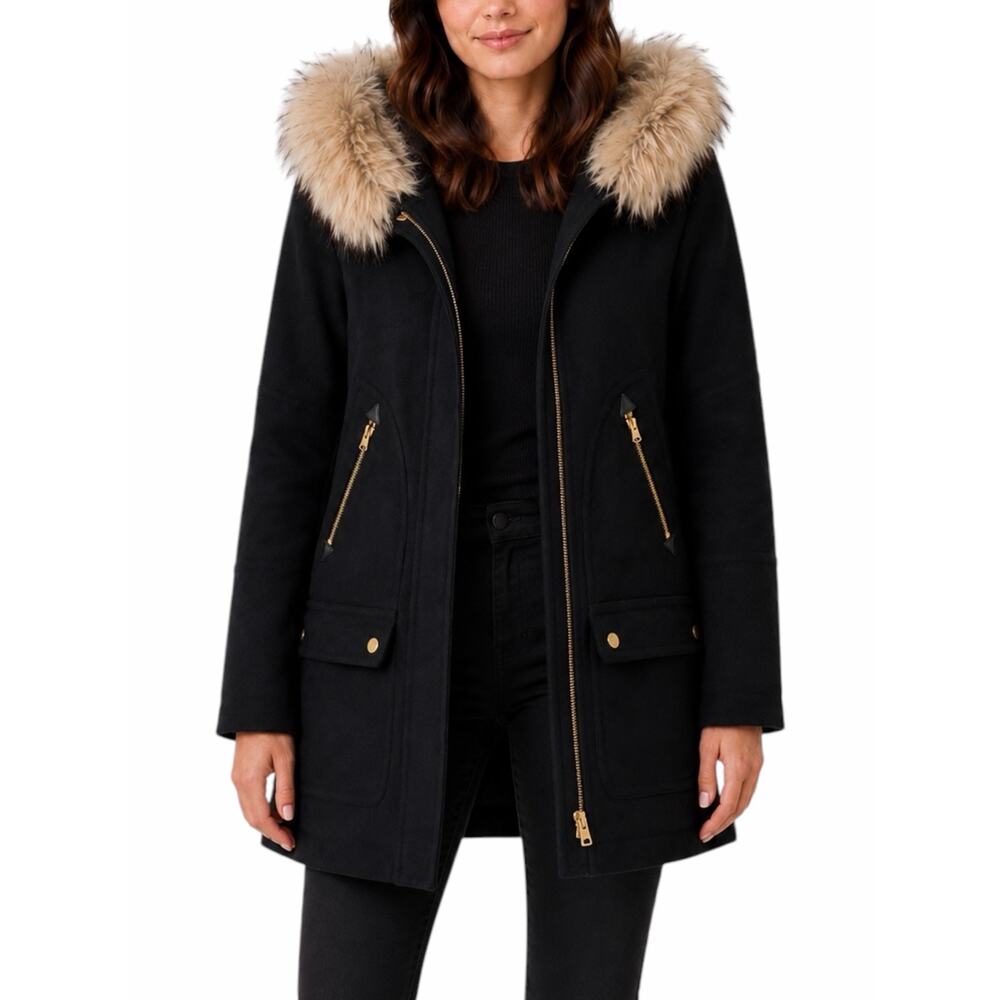 J. Crew Italian Stadium Cloth Wool Chateau Parka Coat Black Size 2 - Picture 2 of 11
